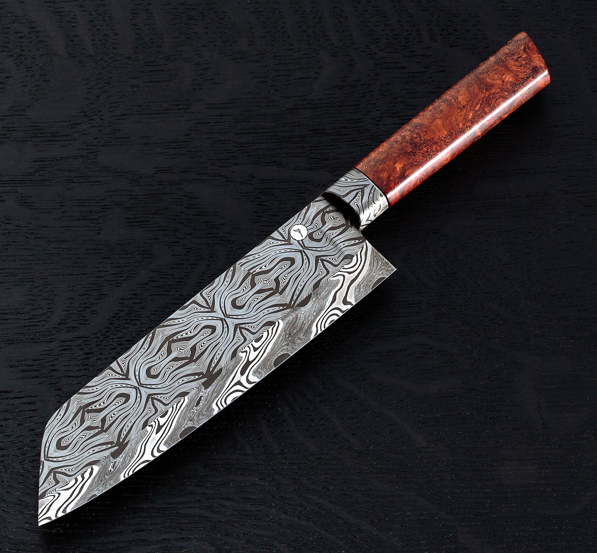 Amboyna Tiled Mosaic Santoku 195mm