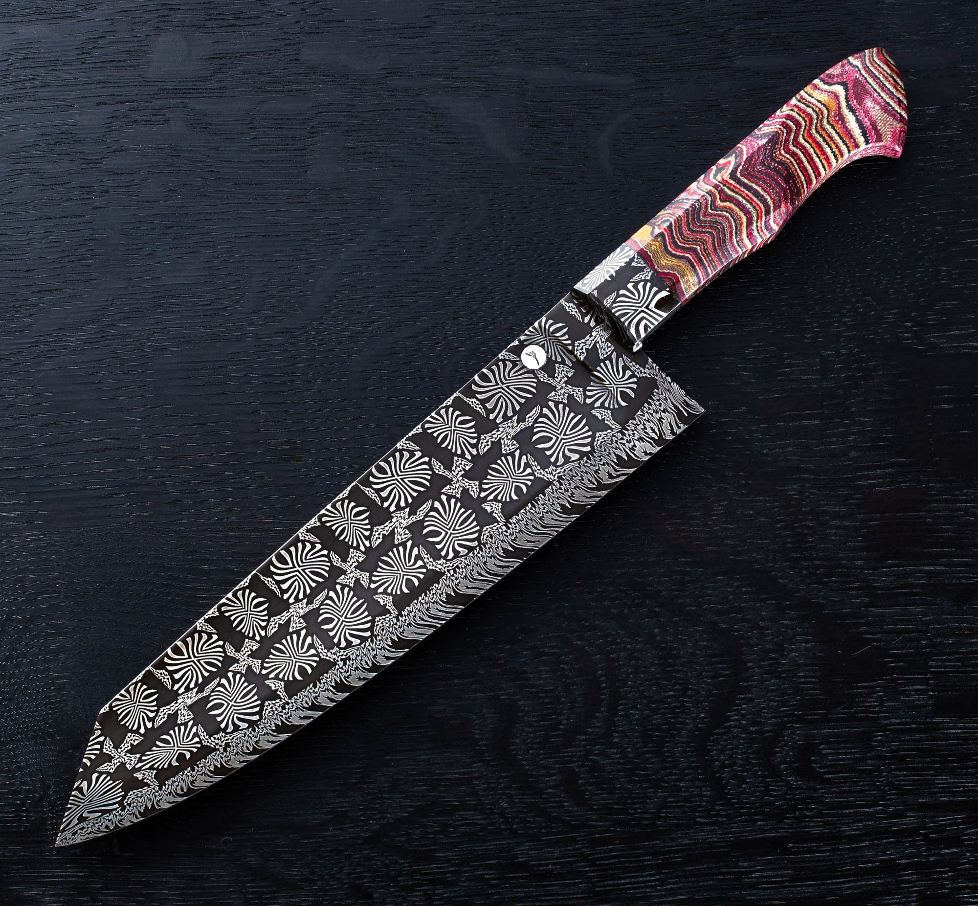 Magenta Micarta Mosaic Chef 240mm