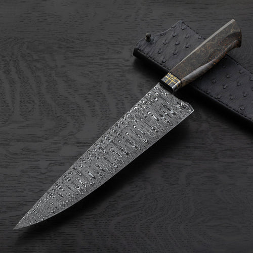 Gold Amboyna Damascus Chef 263mm