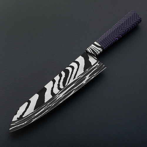 Purple Zebra Damascus Chef 249mm