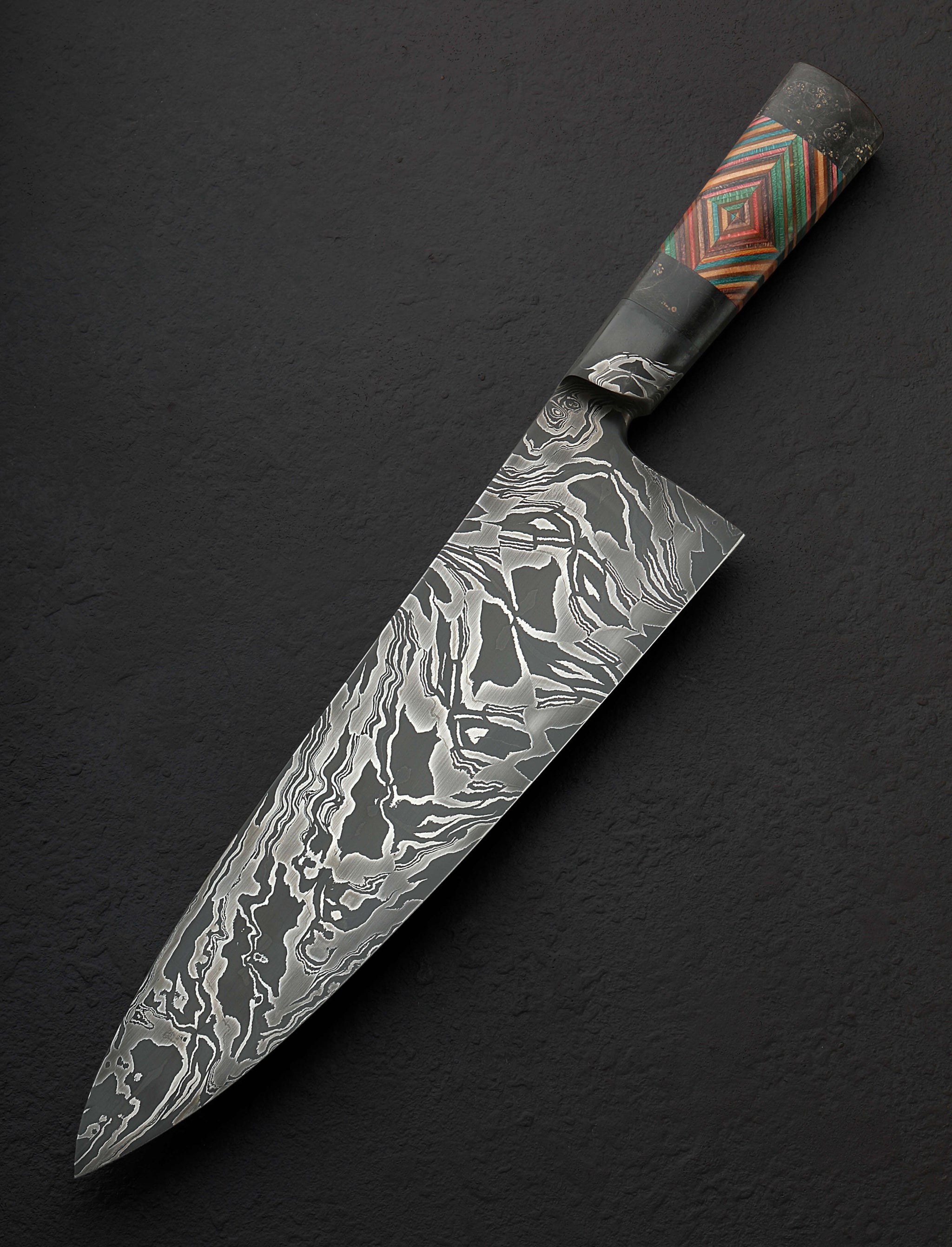 Nick Anger - Vermont Chef & Gyuto Anger Herringbone Rorschach Chef 263mm