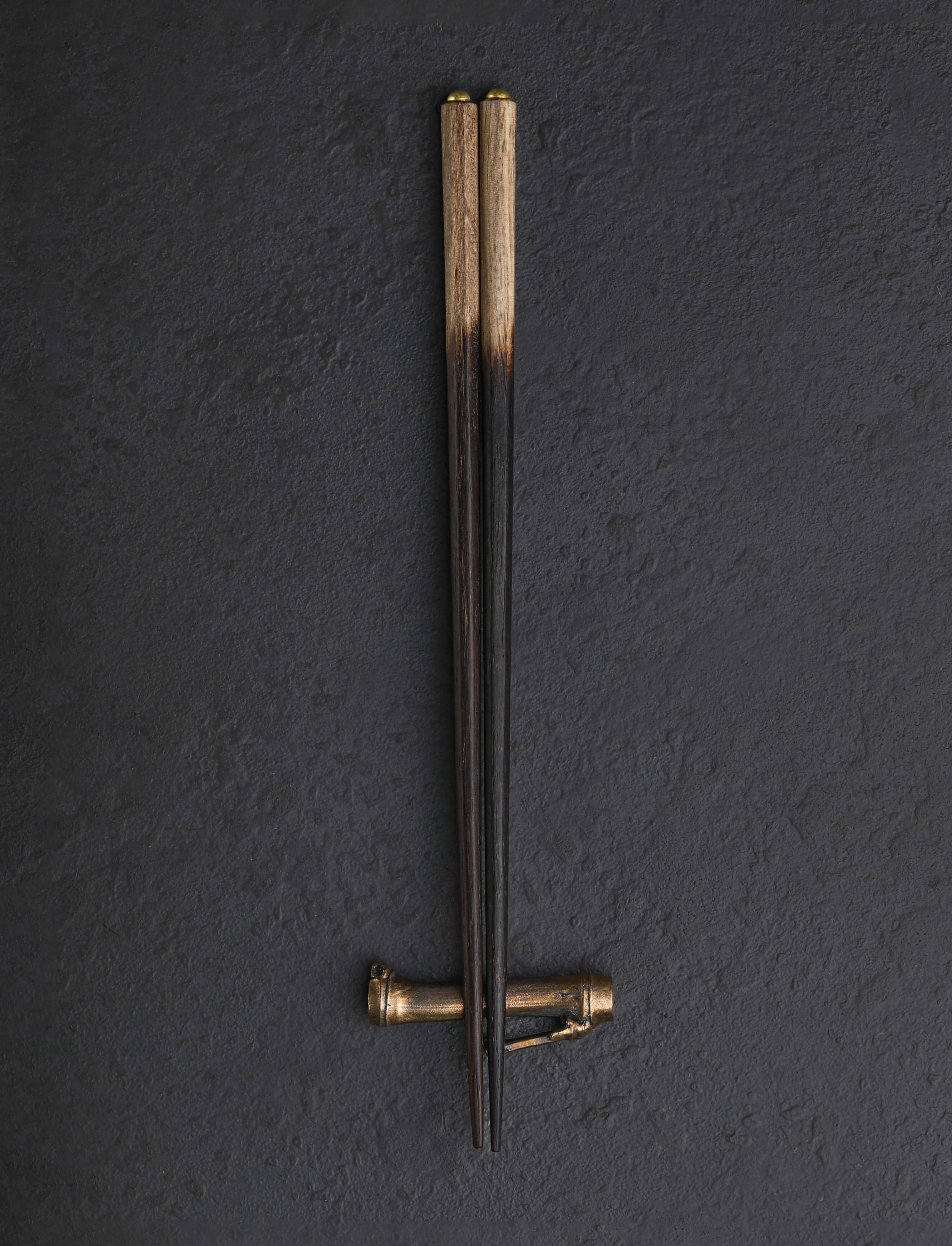 Charred Chopsticks & Bronze Bamboo Rest | Eatingtools