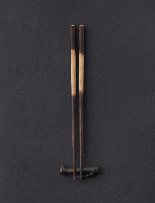 ME Speak Design - Georgia Chopsticks Charred Chopsticks & Bronze Rest