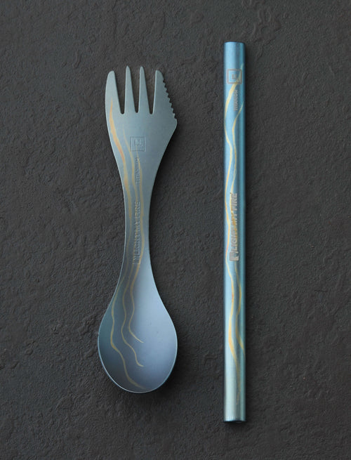 Eatingtools + Light My Fire Outdoor & Camping Design Two Deluxe Titanium Spork & Straw Set