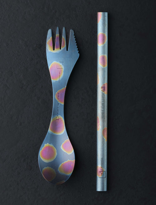 Si Golraine + Light My Fire Outdoor & Camping Design Six Deluxe Titanium Spork & Straw Set