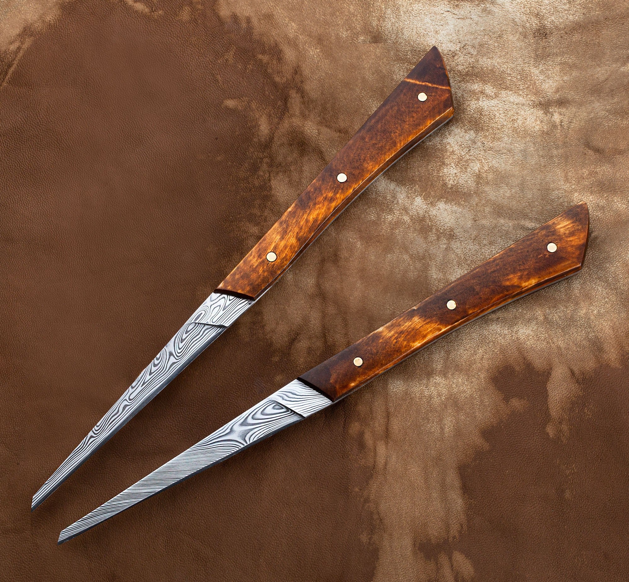 Spruce & Damasteel Cheese Knives