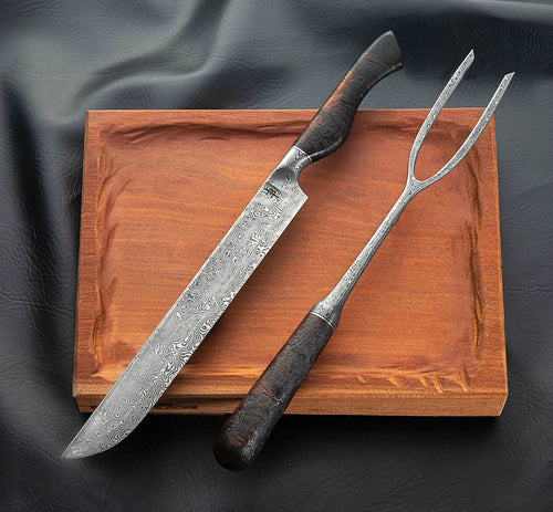 Stainless Damascus Carving Set