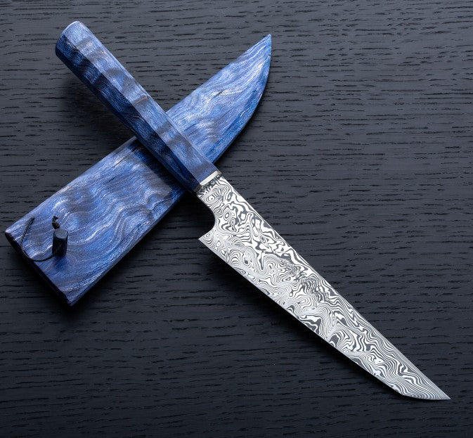 Blue Quilted Maple Sujihiki 150mm
