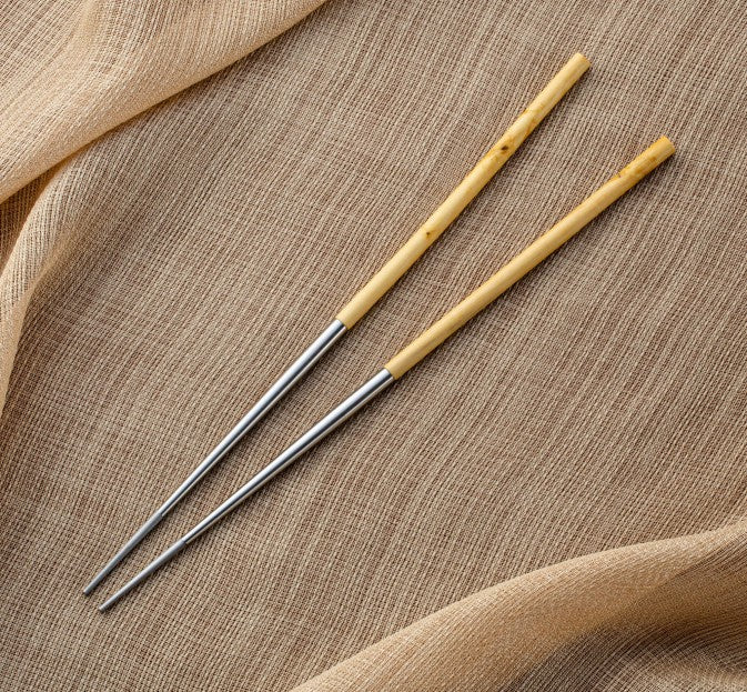 Turned Boxwood & Steel Chopsticks