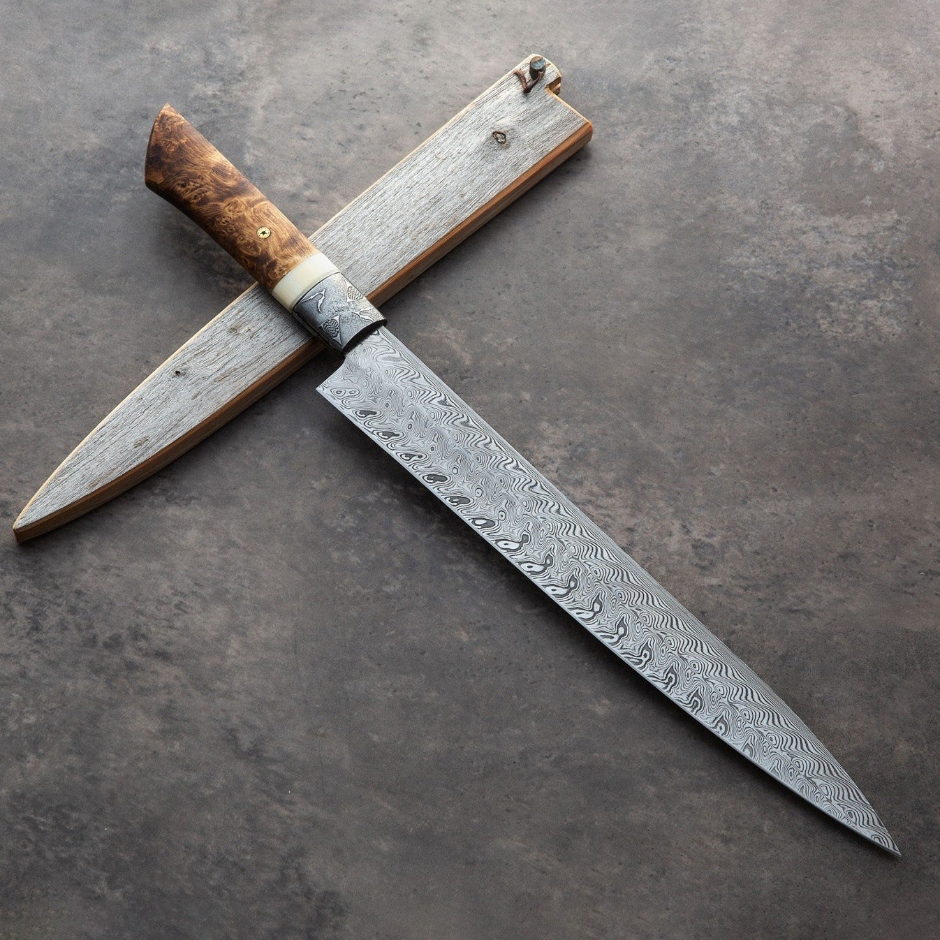 Spruce Burl Damasteel Slicer 270mm