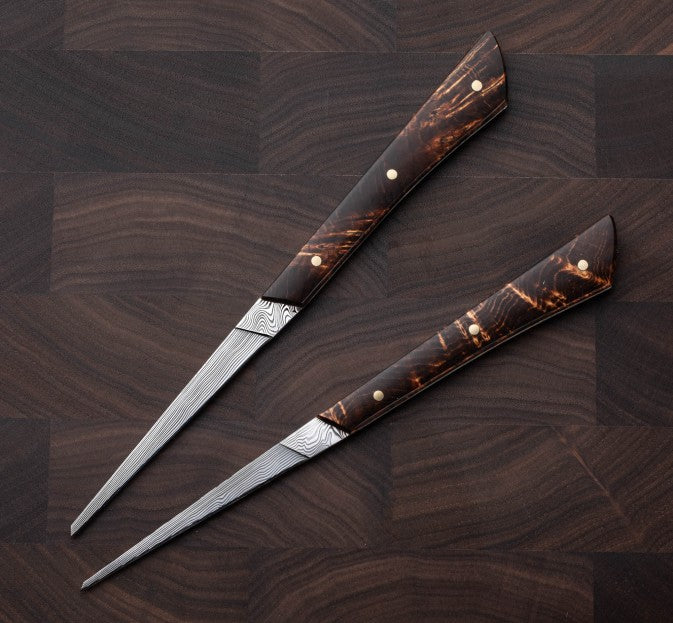 Spruce & Damasteel Cheese Knives