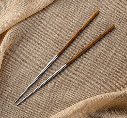 Turned Oak & Steel Chopsticks