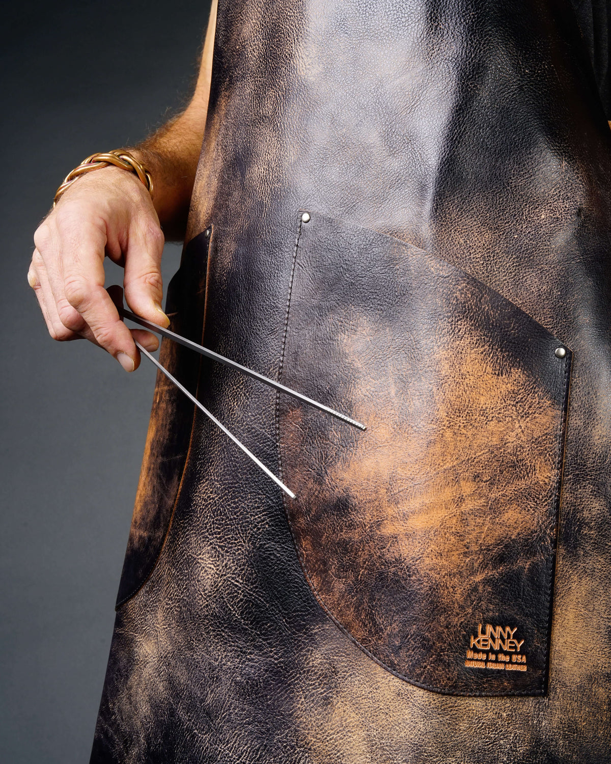 Linny Kenney Leather - New Hampshire Accessories & Apparel Charred Italian Leather Apron