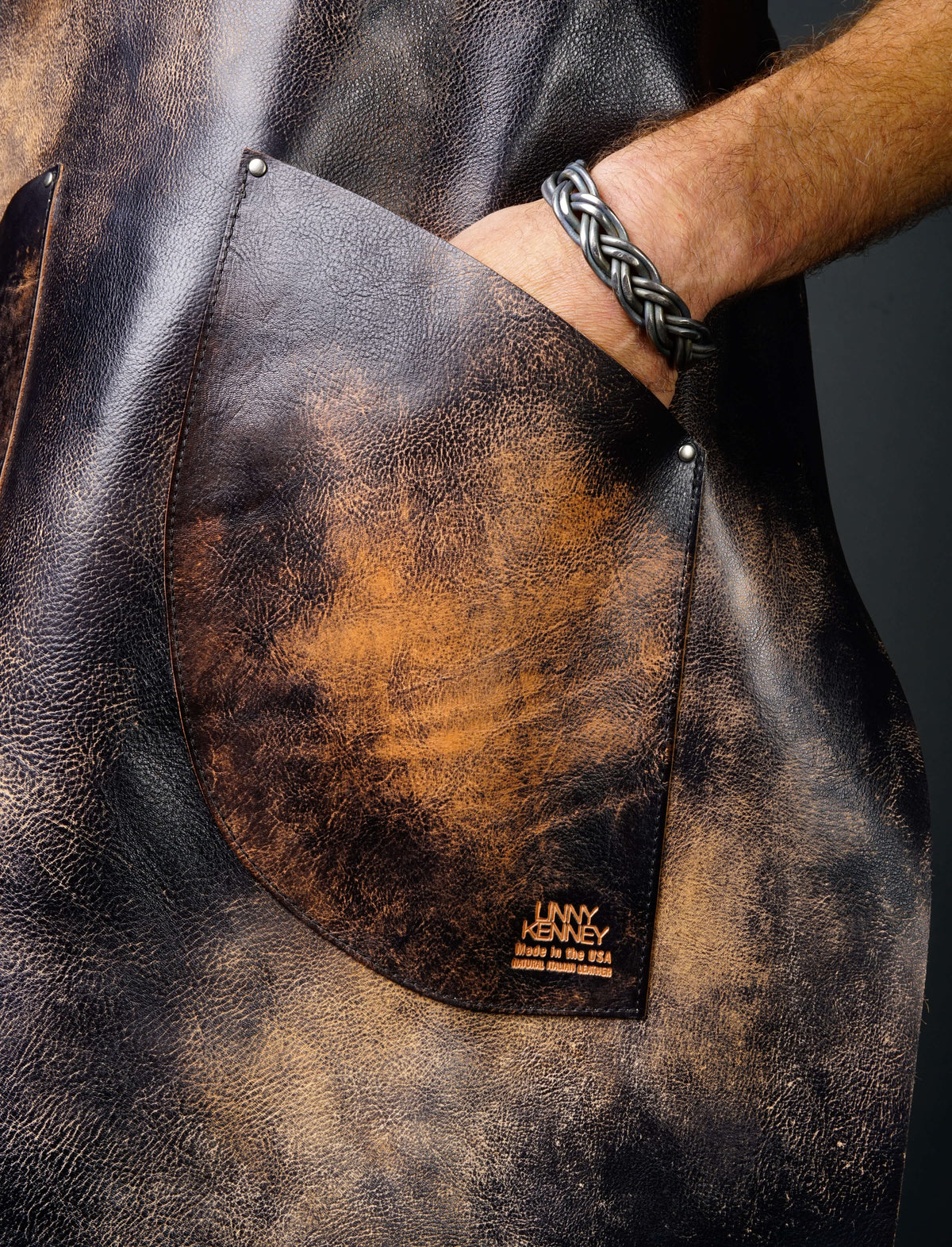 Linny Kenney Leather - New Hampshire Accessories & Apparel Charred Italian Leather Apron
