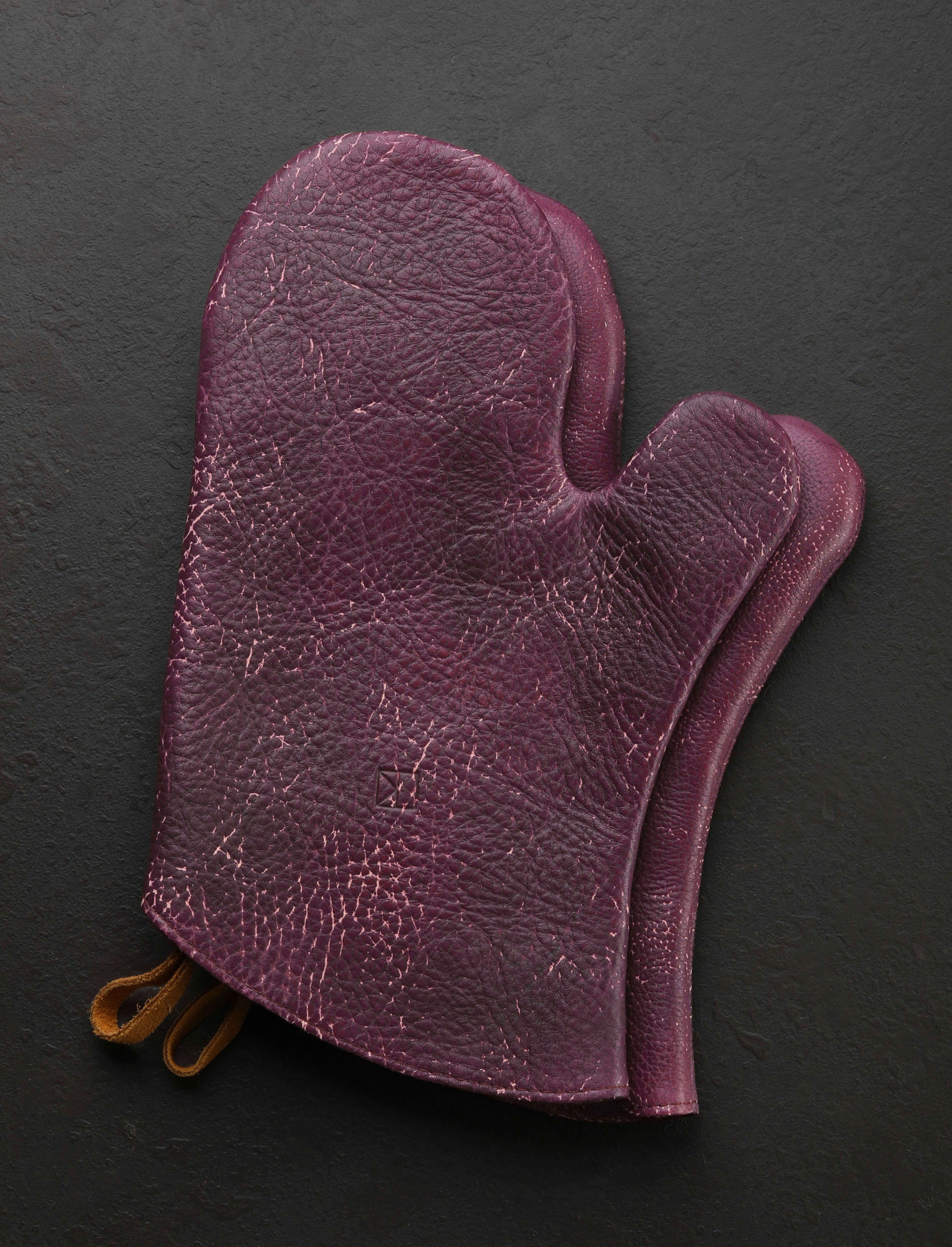Linny Kenney Leather - New Hampshire Accessories & Apparel Eggplant Leather Oven Mitts