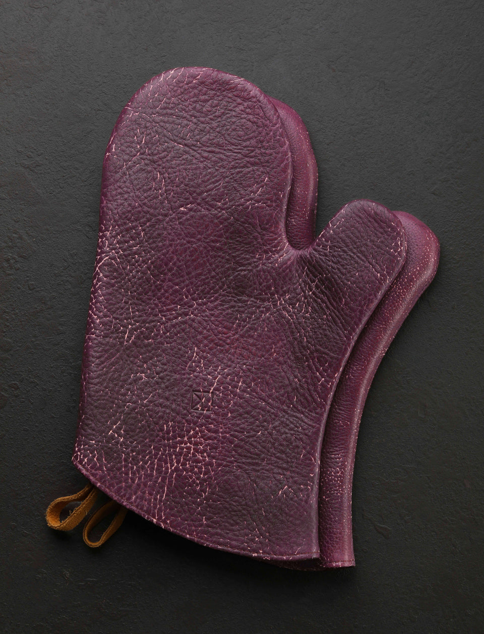 Linny Kenney Leather - New Hampshire Accessories & Apparel Eggplant Leather Oven Mitts