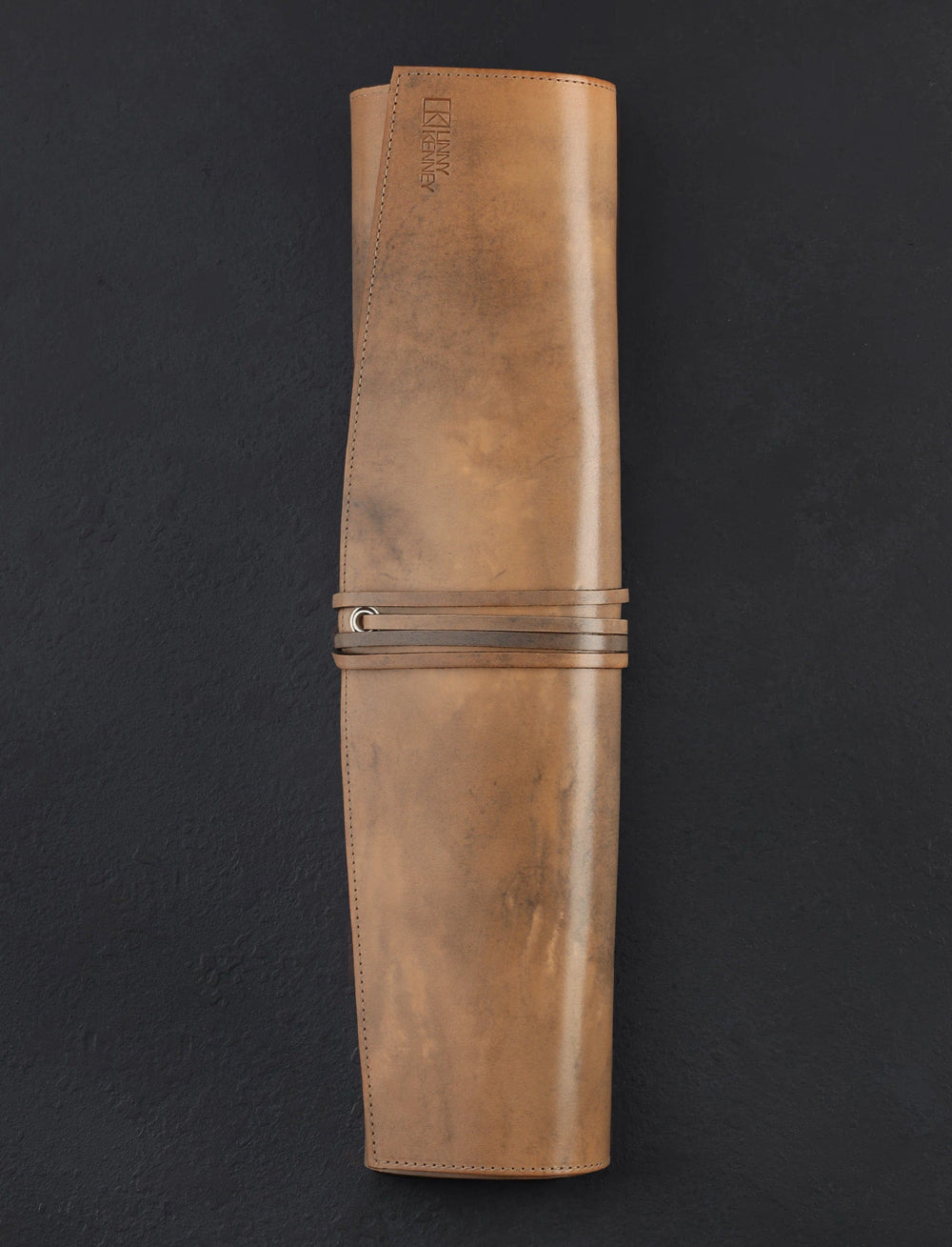 Linny Kenney Leather - New Hampshire Accessories & Apparel Gray Patina + Black Leather 5-Slot Knife Roll