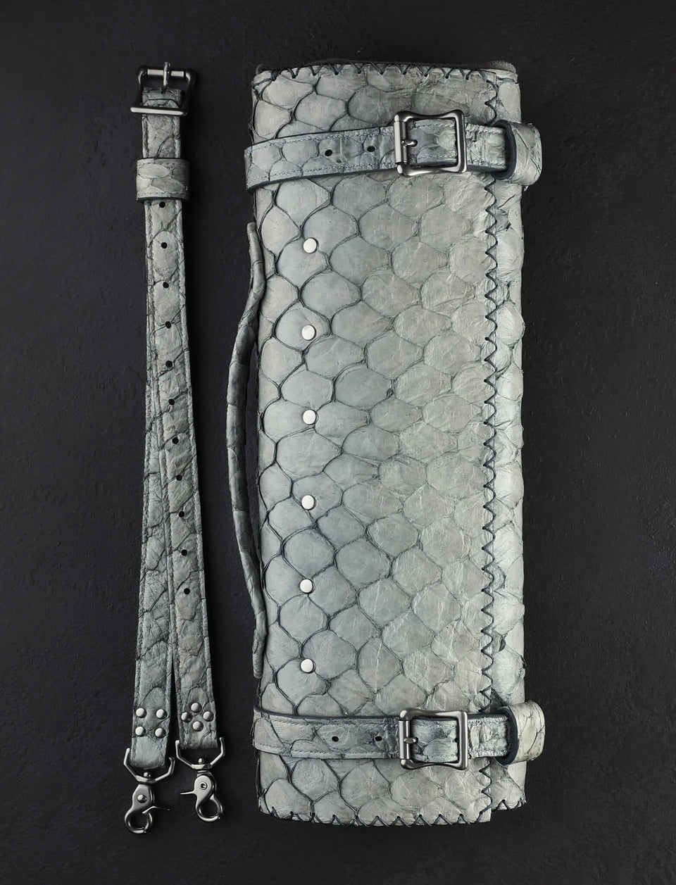 Linny Kenney Leather - New Hampshire Accessories & Apparel Pirarucu Leather Knife Roll