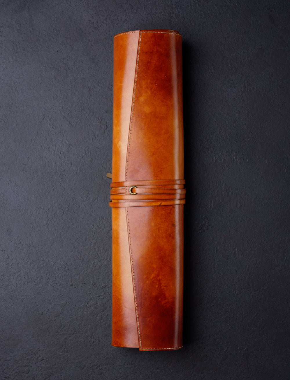 Linny Kenney Leather - New Hampshire Accessories & Apparel Timber + Grey Leather 5-Slot Knife Roll
