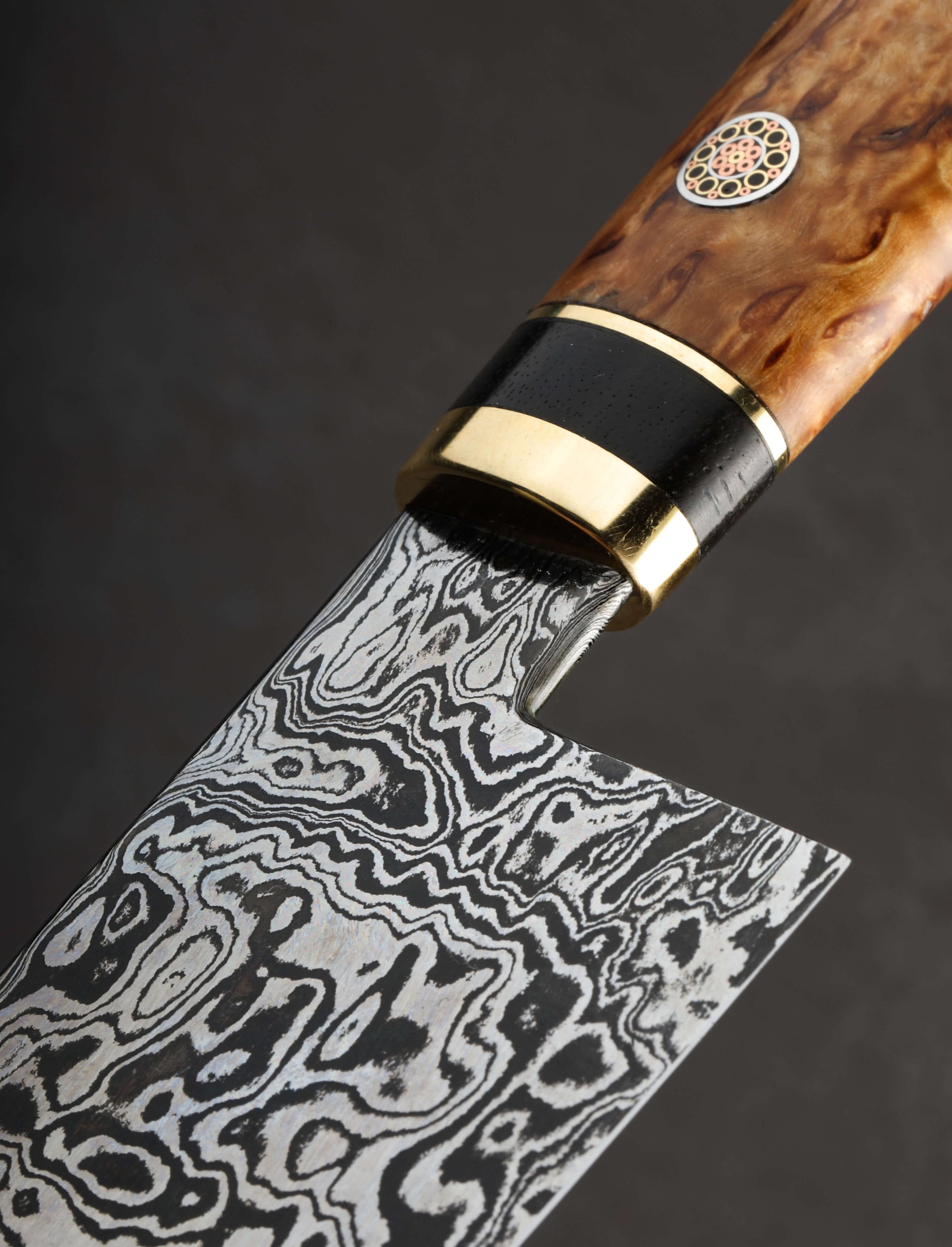 Andres Maldonado Birch Damascus Santoku 163mm