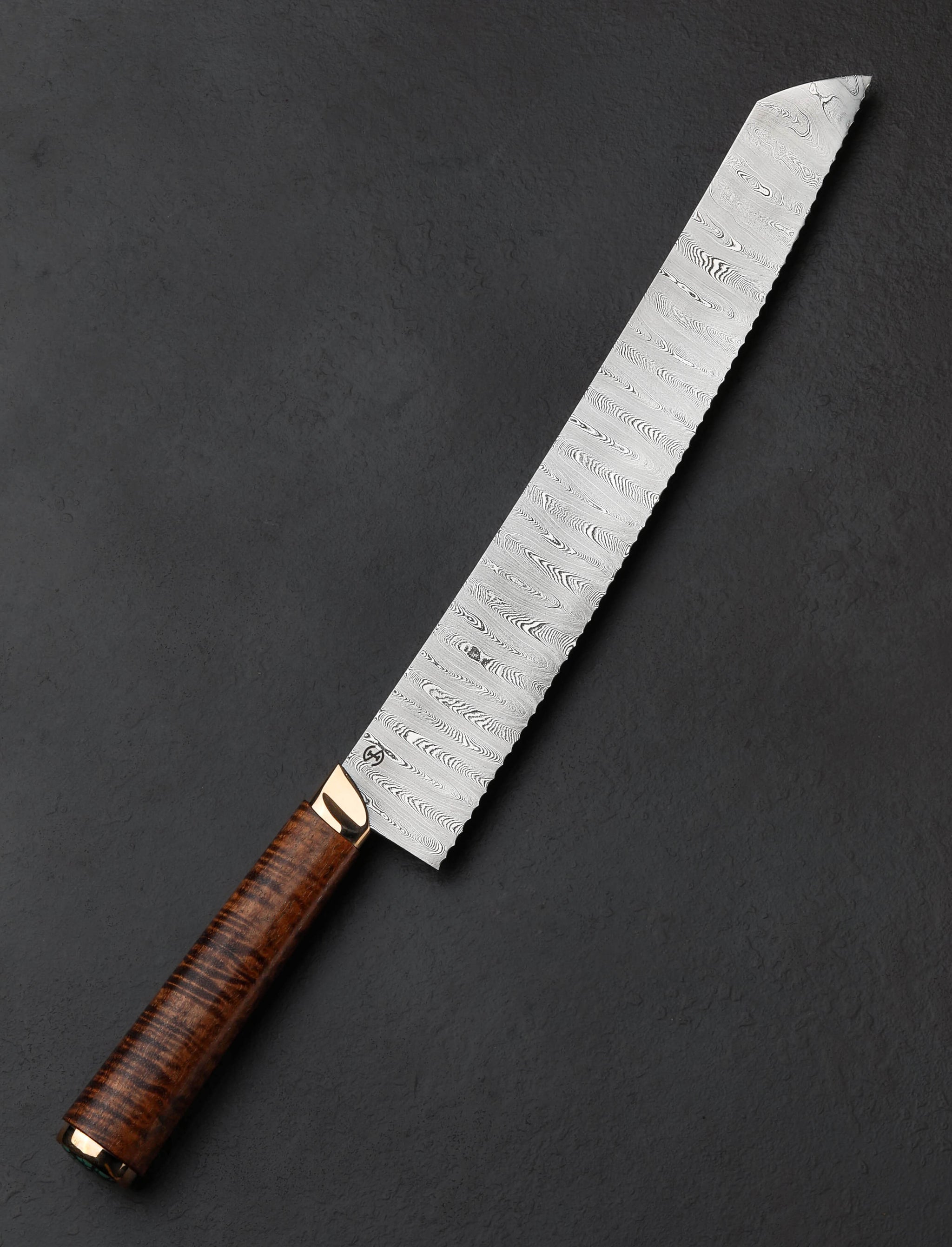 Isaiah Schroeder - Wisconsin Bread Knife Turquoise Koa Bread Knife 285mm