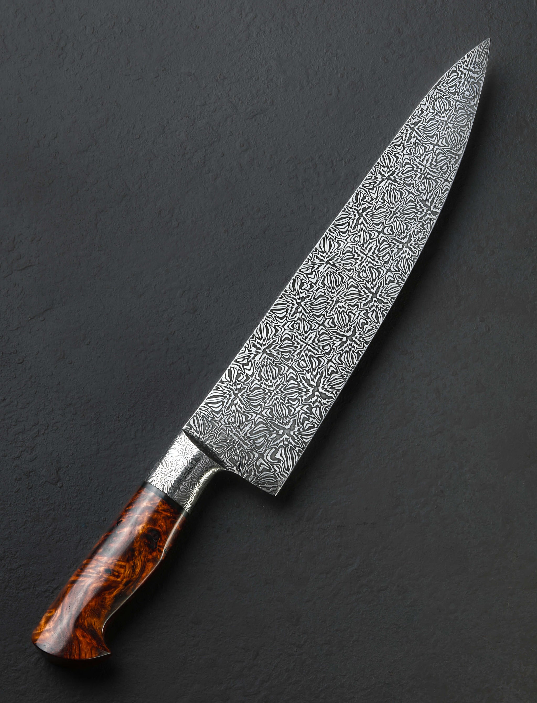 Aaron Wilburn - Idaho Chef & Gyuto Starburst Burl Damascus Chef 275mm