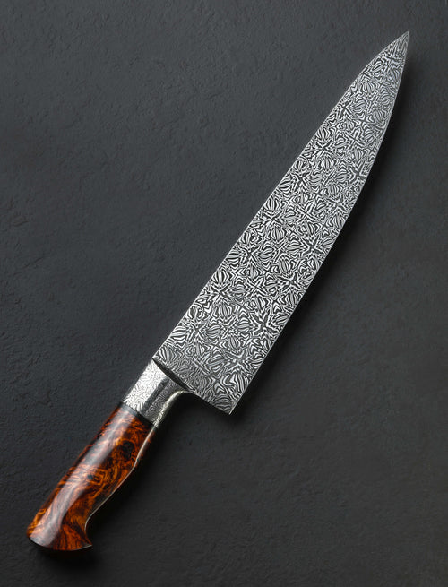Aaron Wilburn - Idaho Chef & Gyuto Starburst Burl Damascus Chef 275mm