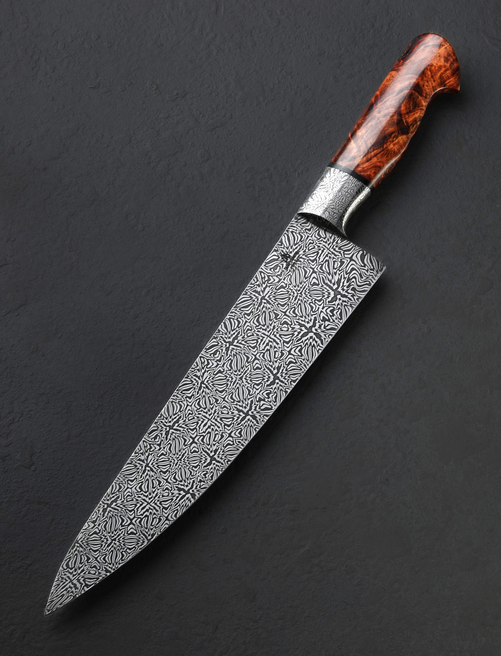Aaron Wilburn - Idaho Chef & Gyuto Starburst Burl Damascus Chef 275mm
