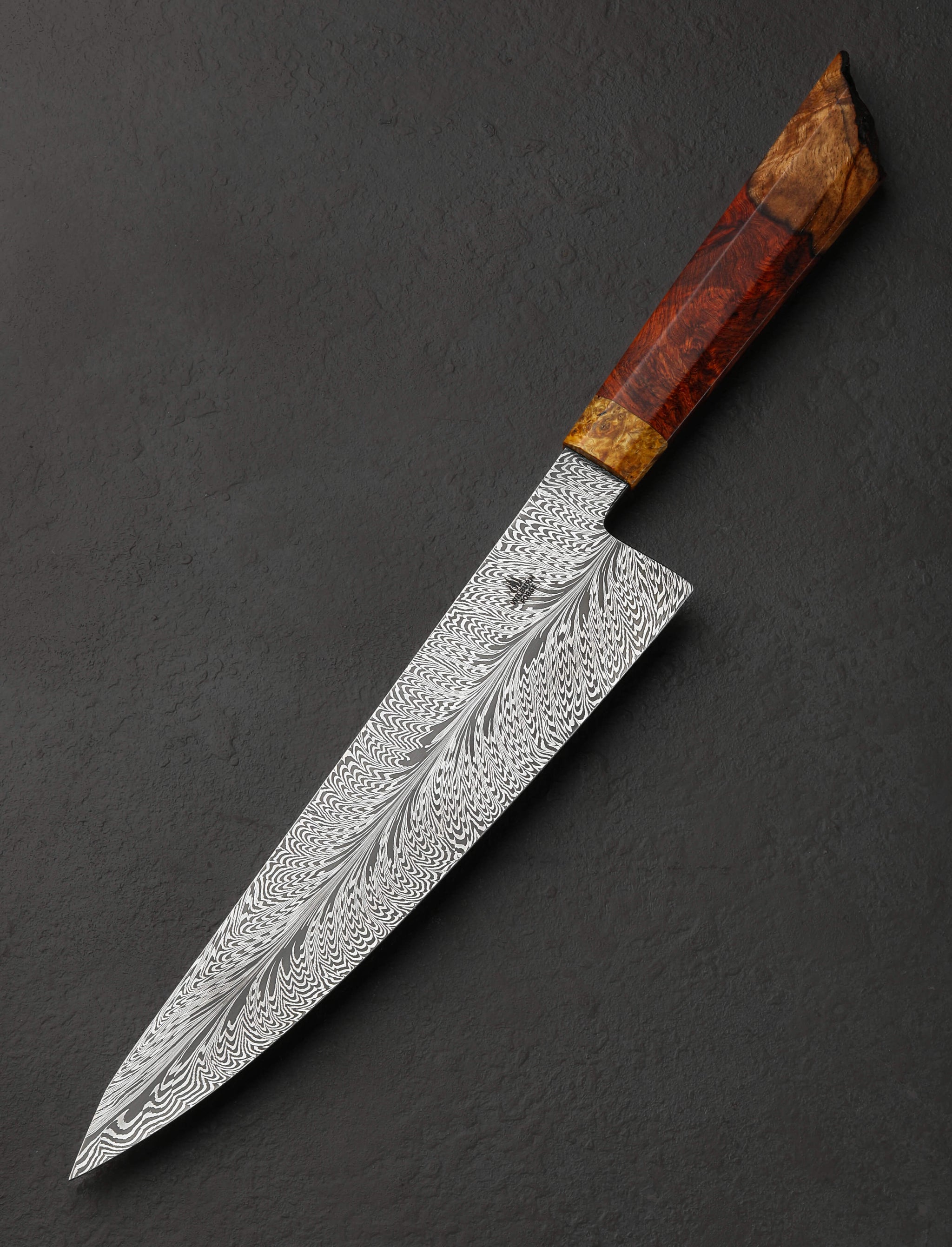 Aaron Wilburn - Idaho Chef & Gyuto Wild Burl Feathered Chef 275mm