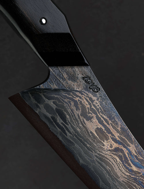Korben Bloomfield - United Kingdom Chef & Gyuto Black Bubble Damascus Chef 194mm