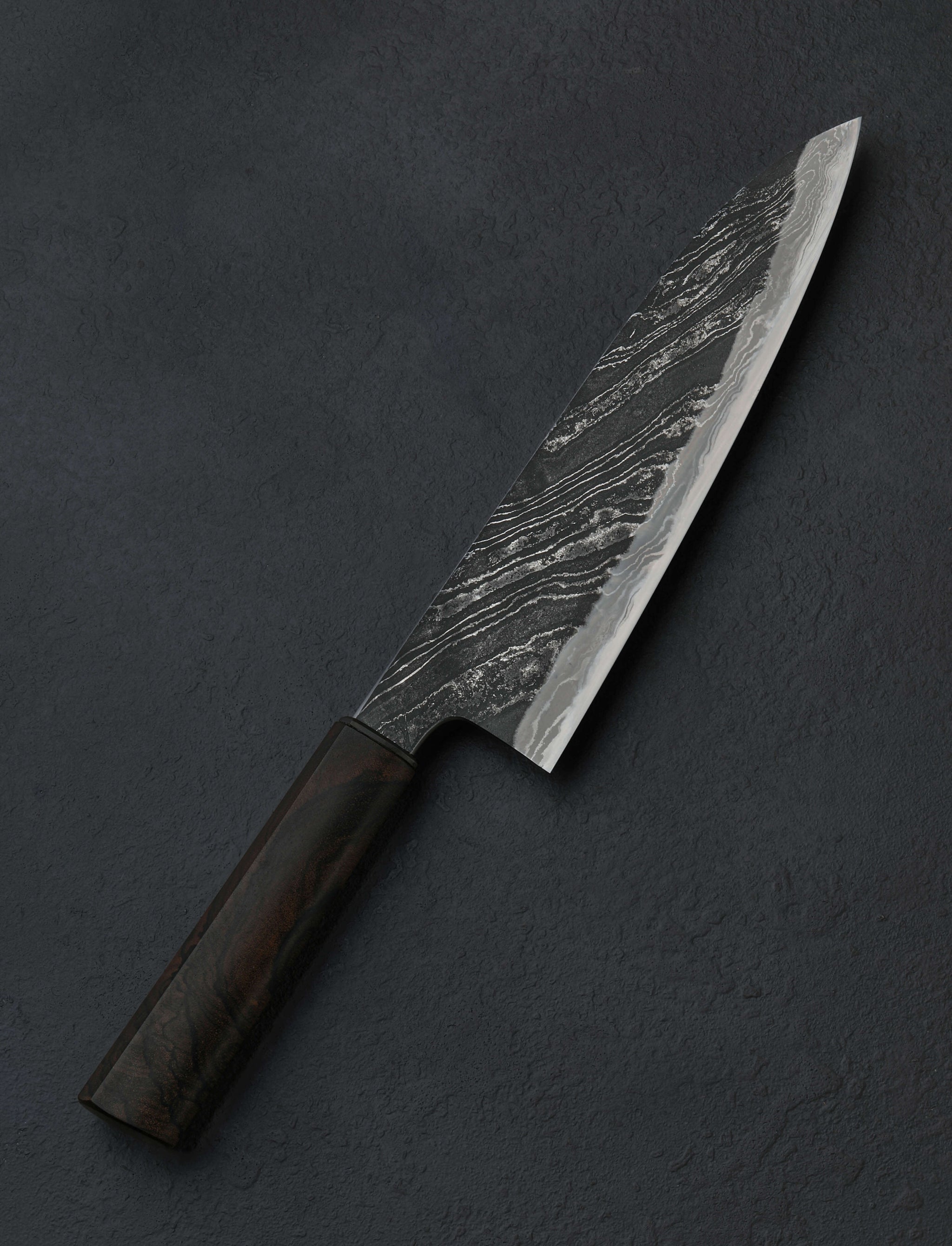 Milan Gravier - France Chef & Gyuto Marbre Noir Zirocote Gyuto 216mm
