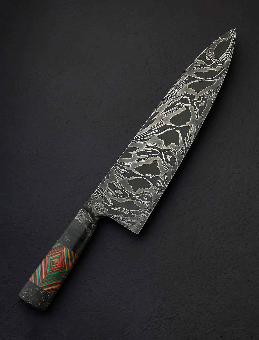 Nick Anger - Vermont Chef & Gyuto Anger Herringbone Rorschach Chef 263mm