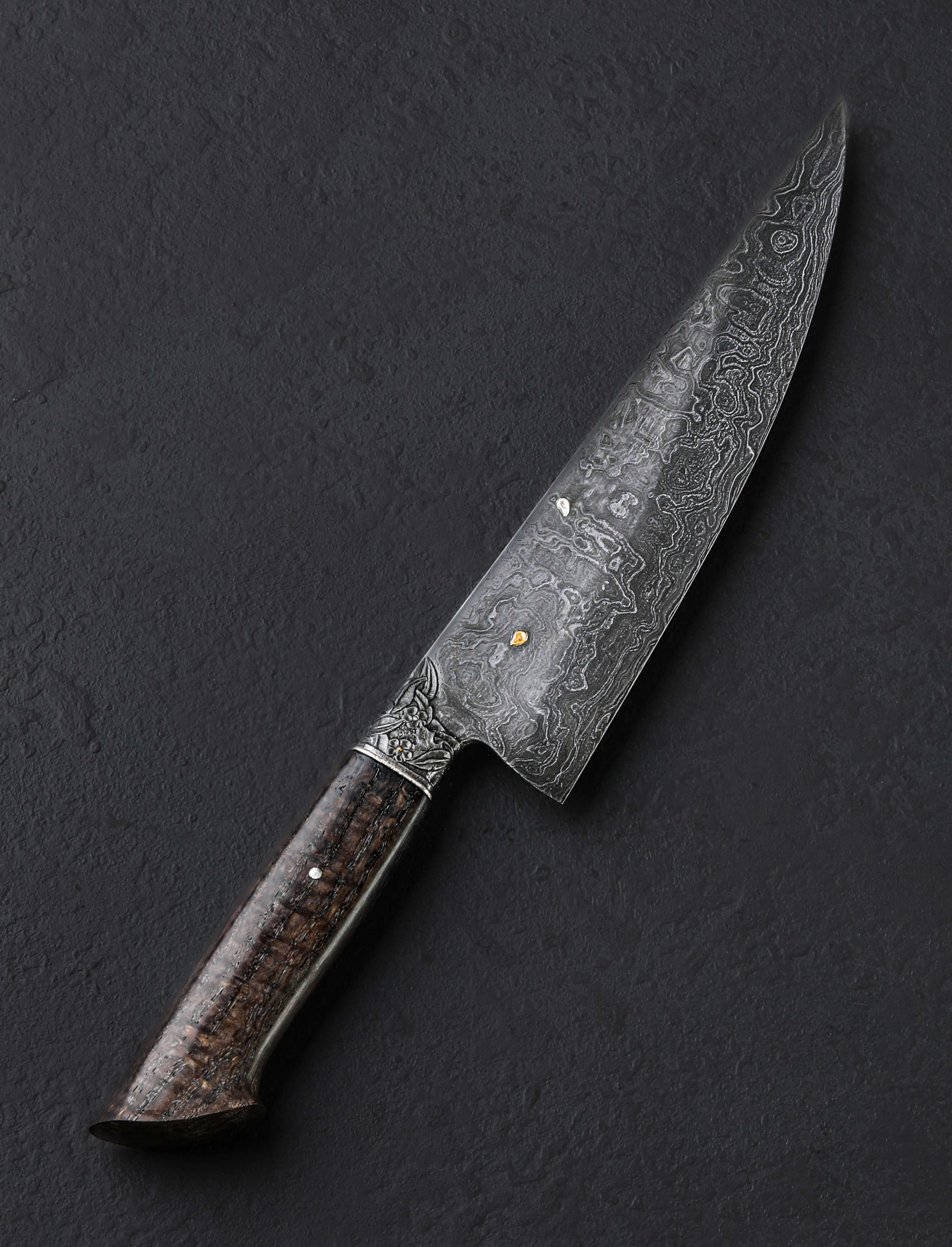Silas Blacklow - New York Chef & Gyuto Silver Eye Oak Leaf Chef XXXmm