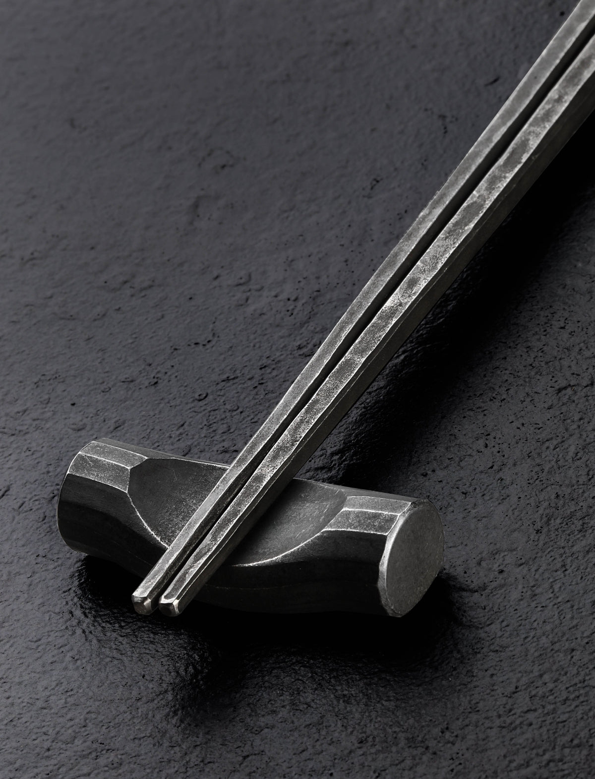 Blackened Steel Chopsticks + Rest