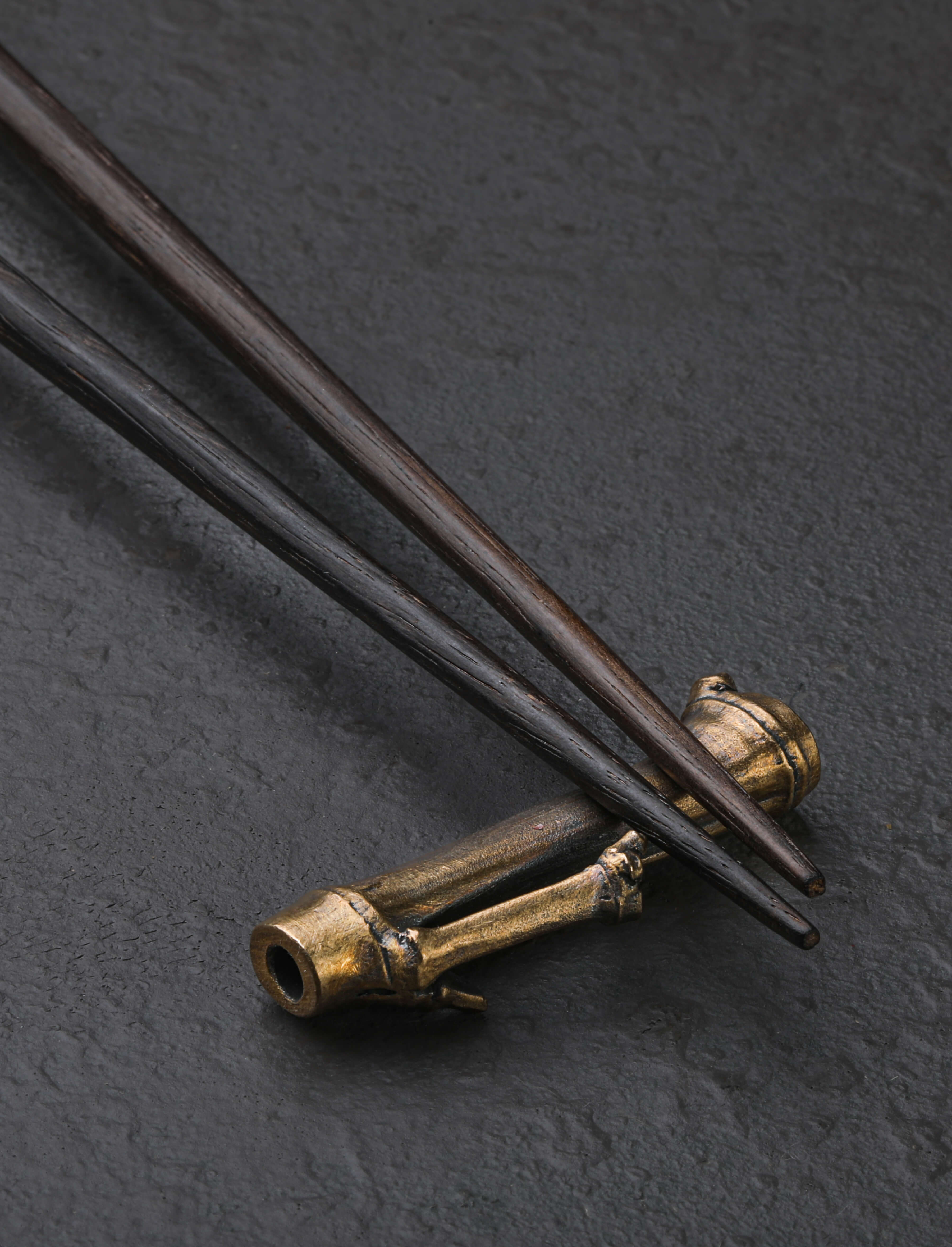 Charred Chopsticks & Bronze Bamboo Rest | Eatingtools