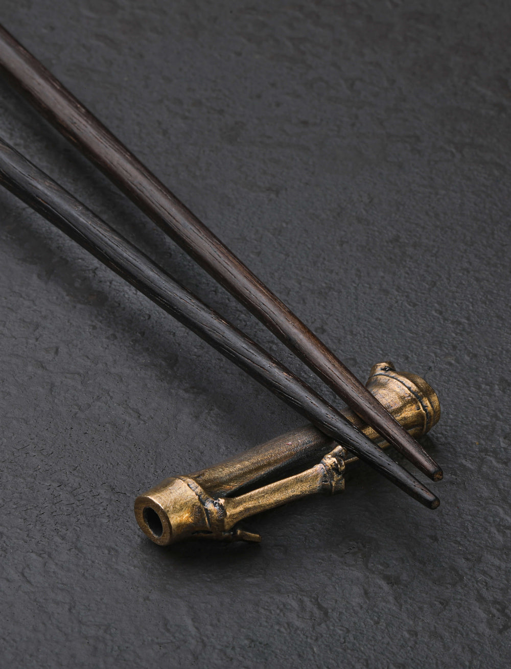 Eric & Lori Wright - Georgia Chopsticks Charred Chopsticks & Bronze Bamboo Rest