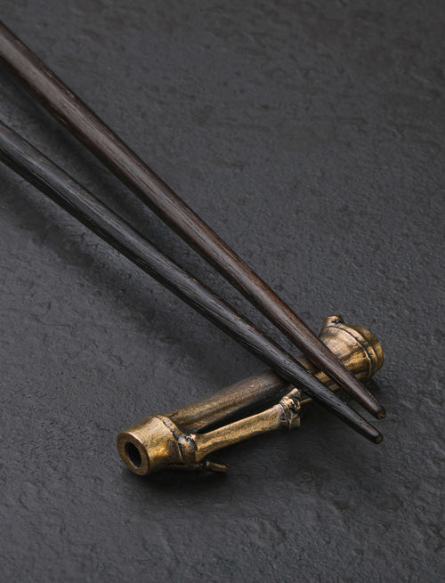 Eric & Lori Wright - Georgia Chopsticks Charred Chopsticks & Bronze Bamboo Rest