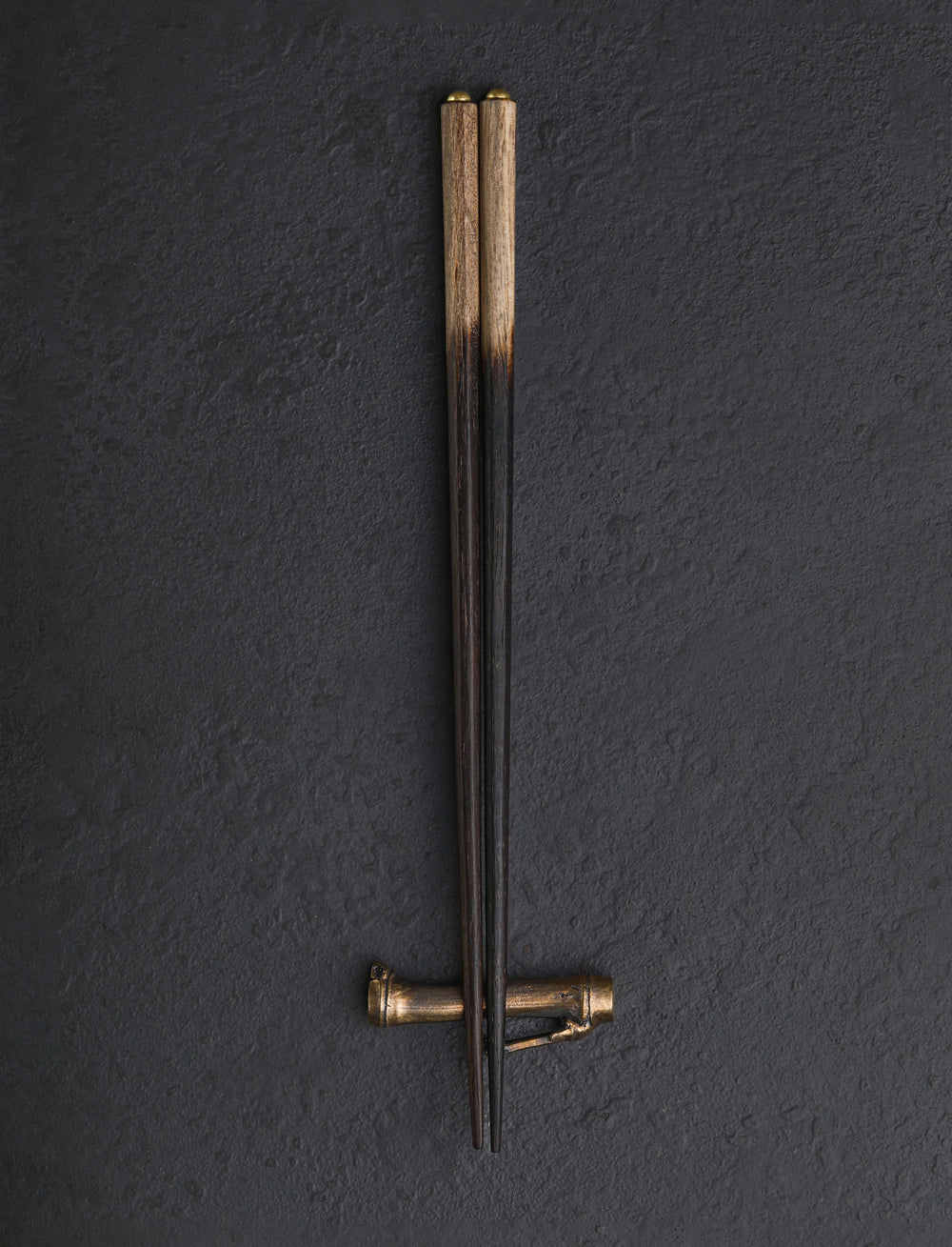 Eric & Lori Wright - Georgia Chopsticks Charred Chopsticks & Bronze Bamboo Rest