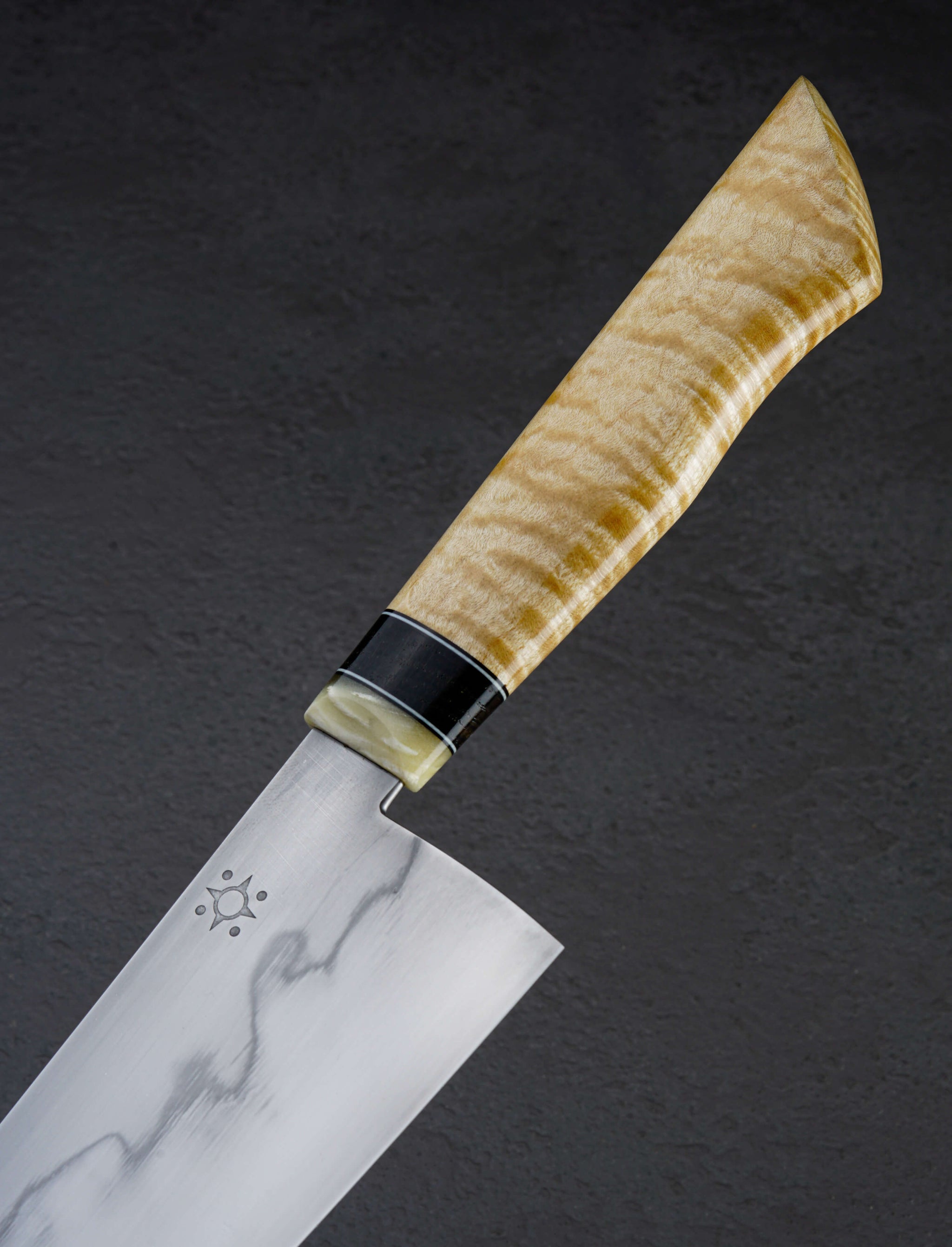 Emiliano Carrillo Quilted Maple Honyaki Santoku 163mm