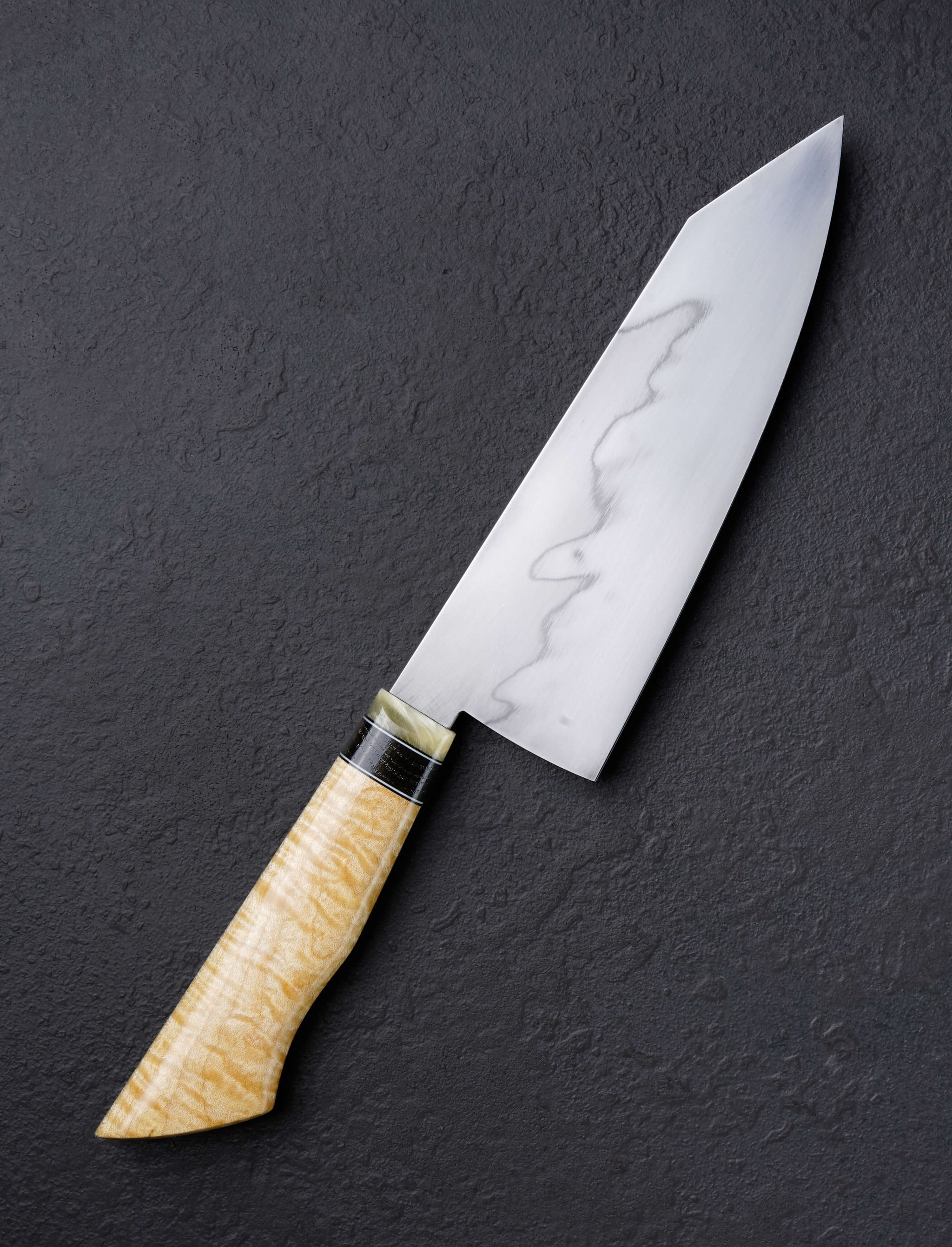 Emiliano Carrillo Quilted Maple Honyaki Santoku 163mm