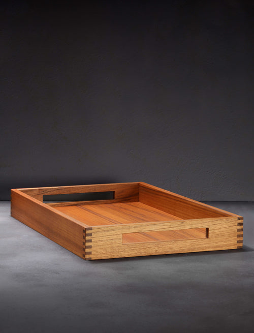 José Regueiro - Michigan Burmese Teak Rectangle Solid Wood Tray