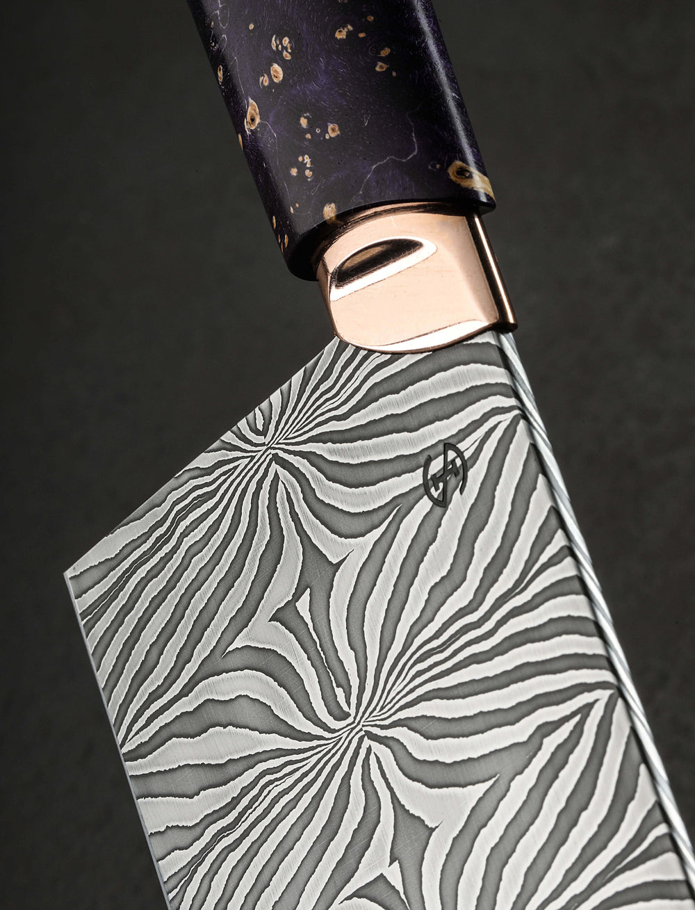 Isaiah Schroeder - Wisconsin Nakiri & Vegetable Cleaver Purple Iris Damascus Nakiri 195mm