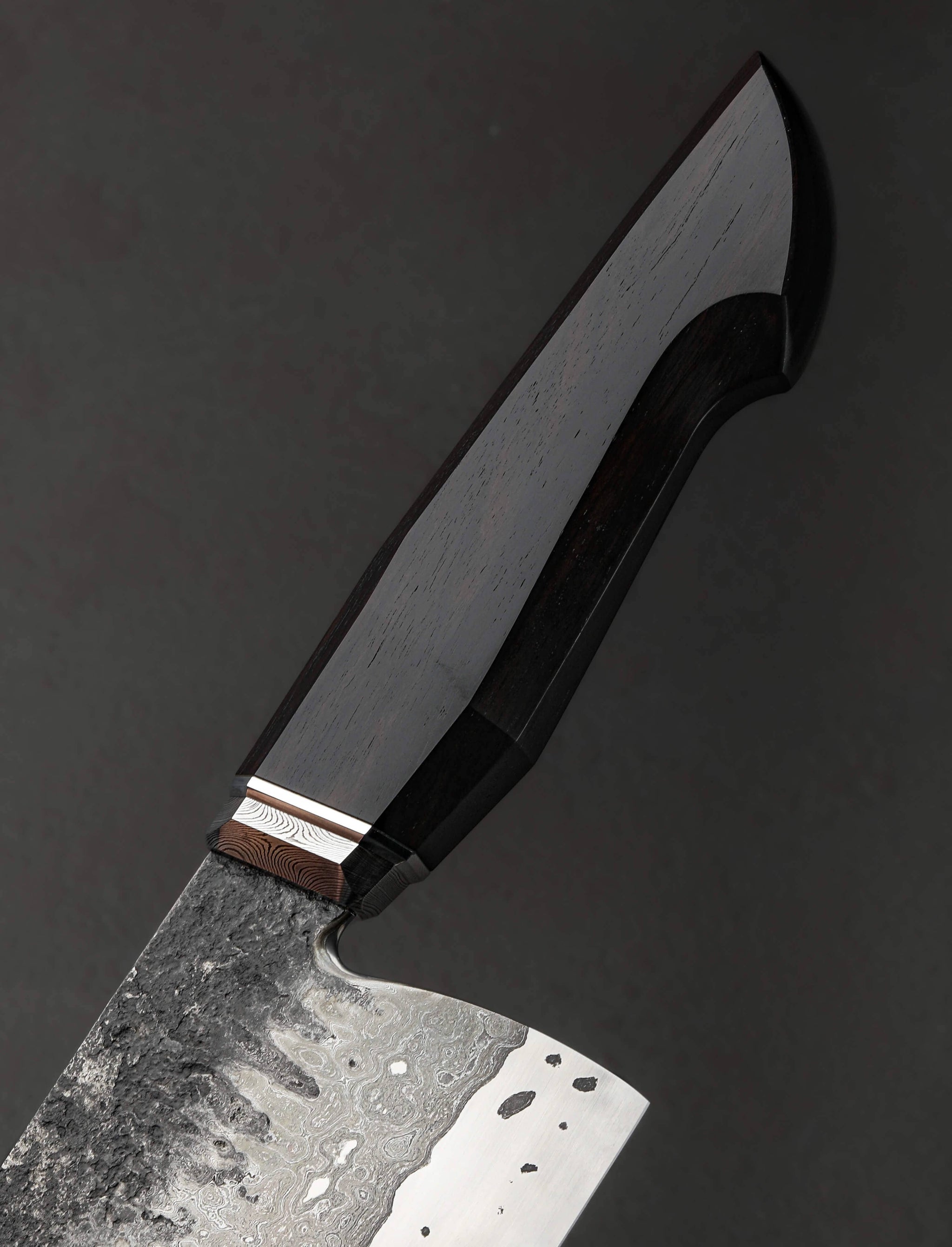 Jason Ellard - Tasmania Nakiri & Vegetable Cleaver Ebony Damascus Cleaver 172mm