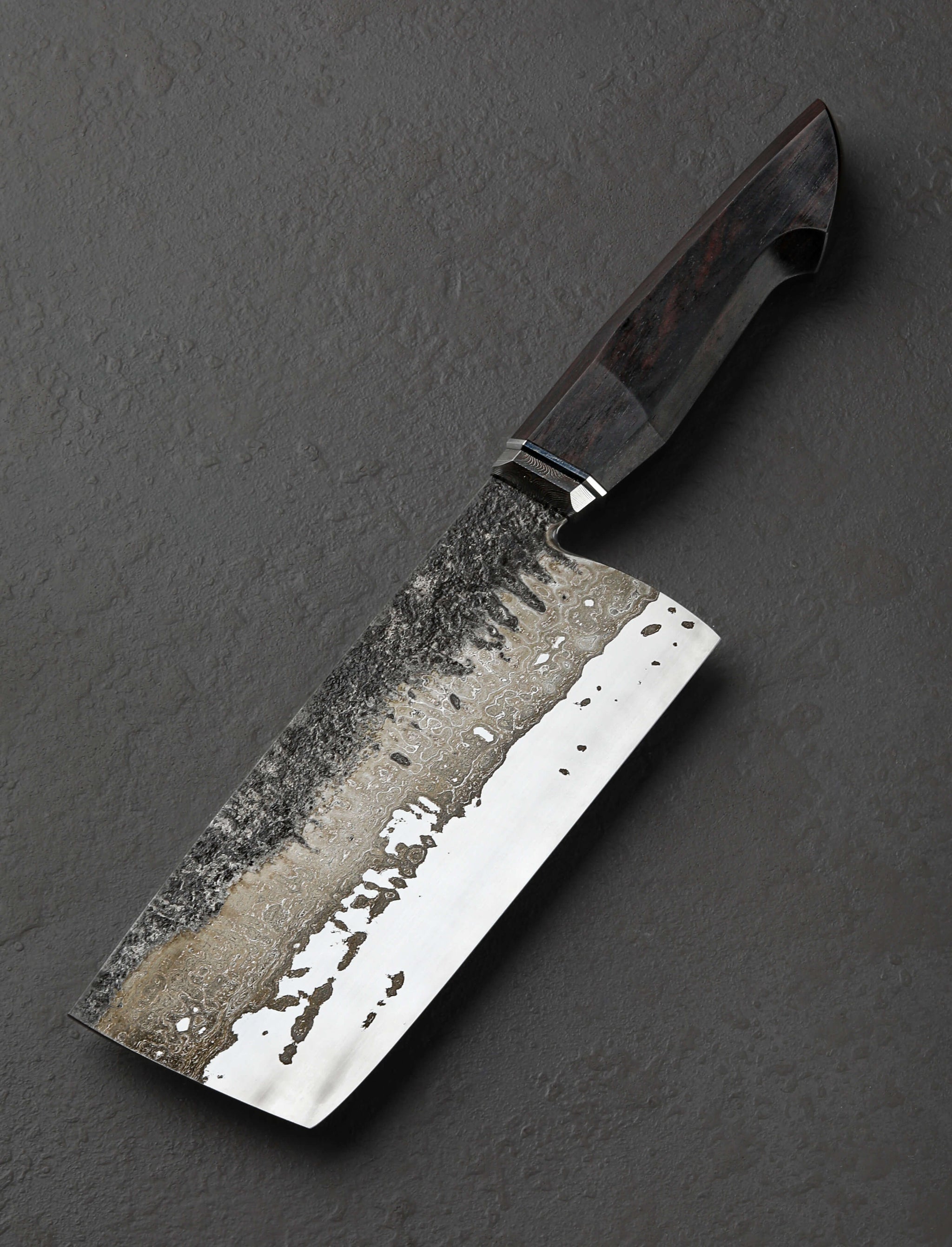 Jason Ellard - Tasmania Nakiri & Vegetable Cleaver Ebony Damascus Cleaver 172mm