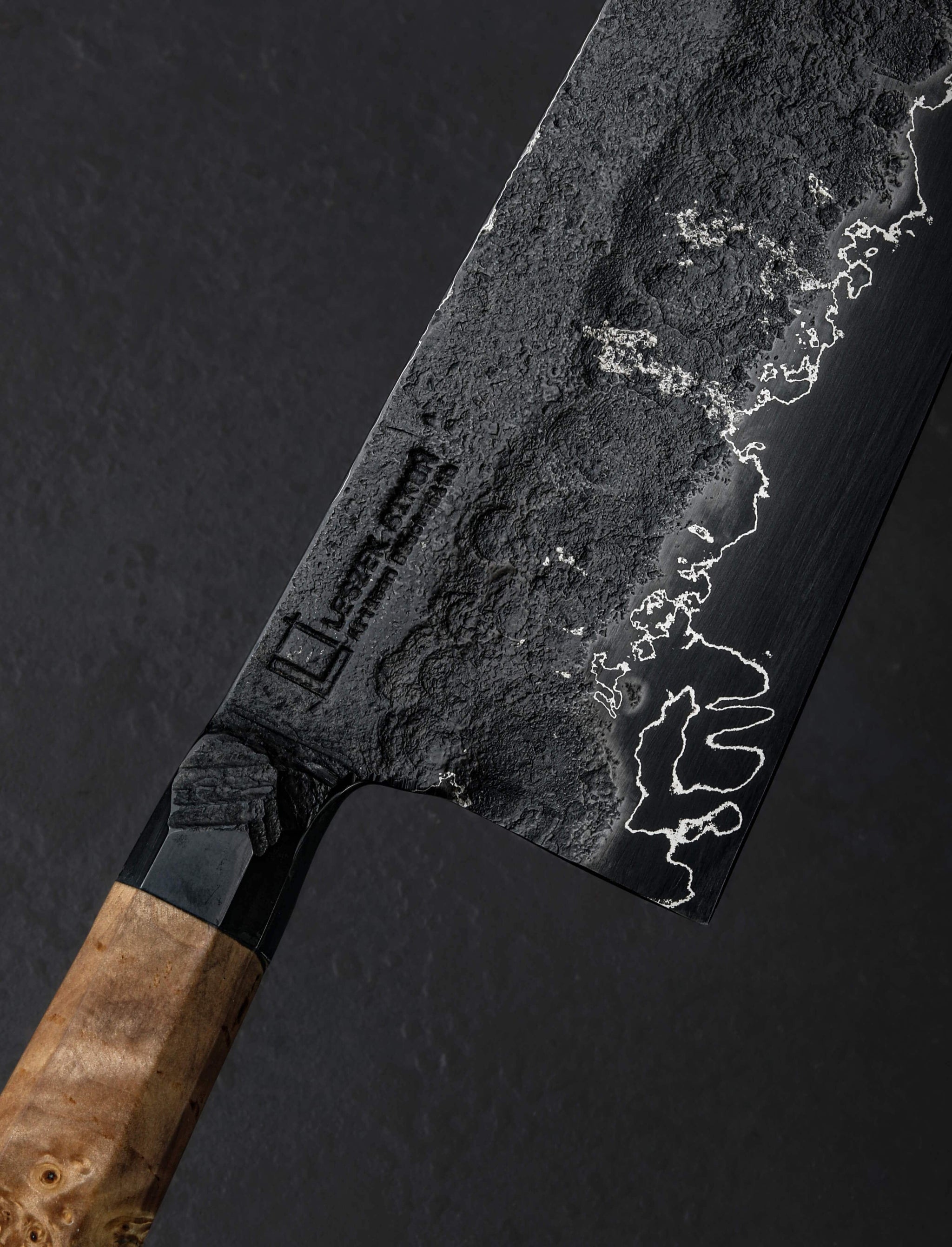 Leszek Sikon - England Nakiri & Vegetable Cleaver Spalted Birch Compound Nakiri 190mm