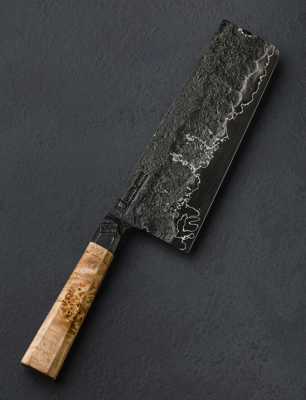 Leszek Sikon - England Nakiri & Vegetable Cleaver Spalted Birch Compound Nakiri 190mm