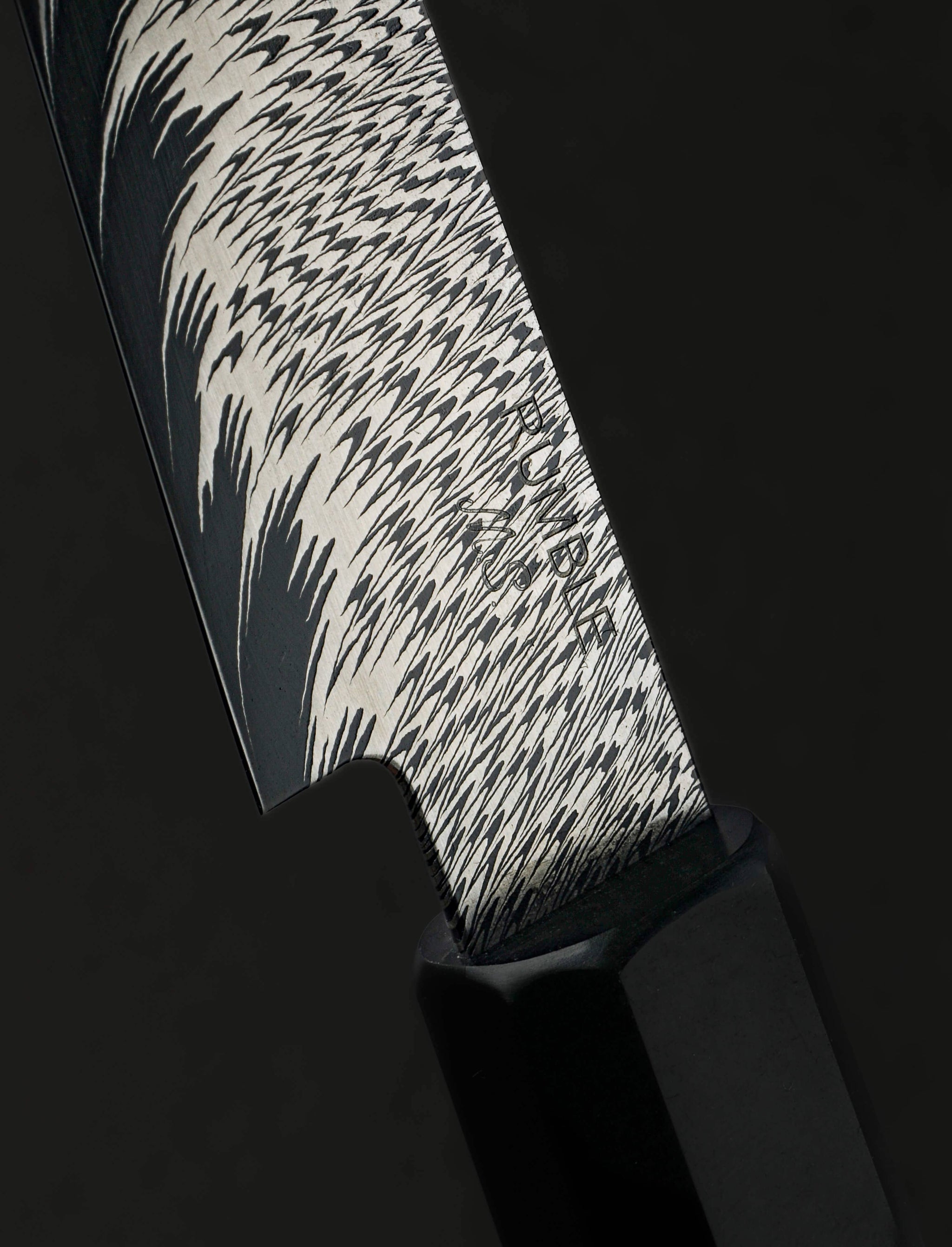 Jackson Rumble - Australia Paring & Peeling Half Feather Damascus Parer 98mm