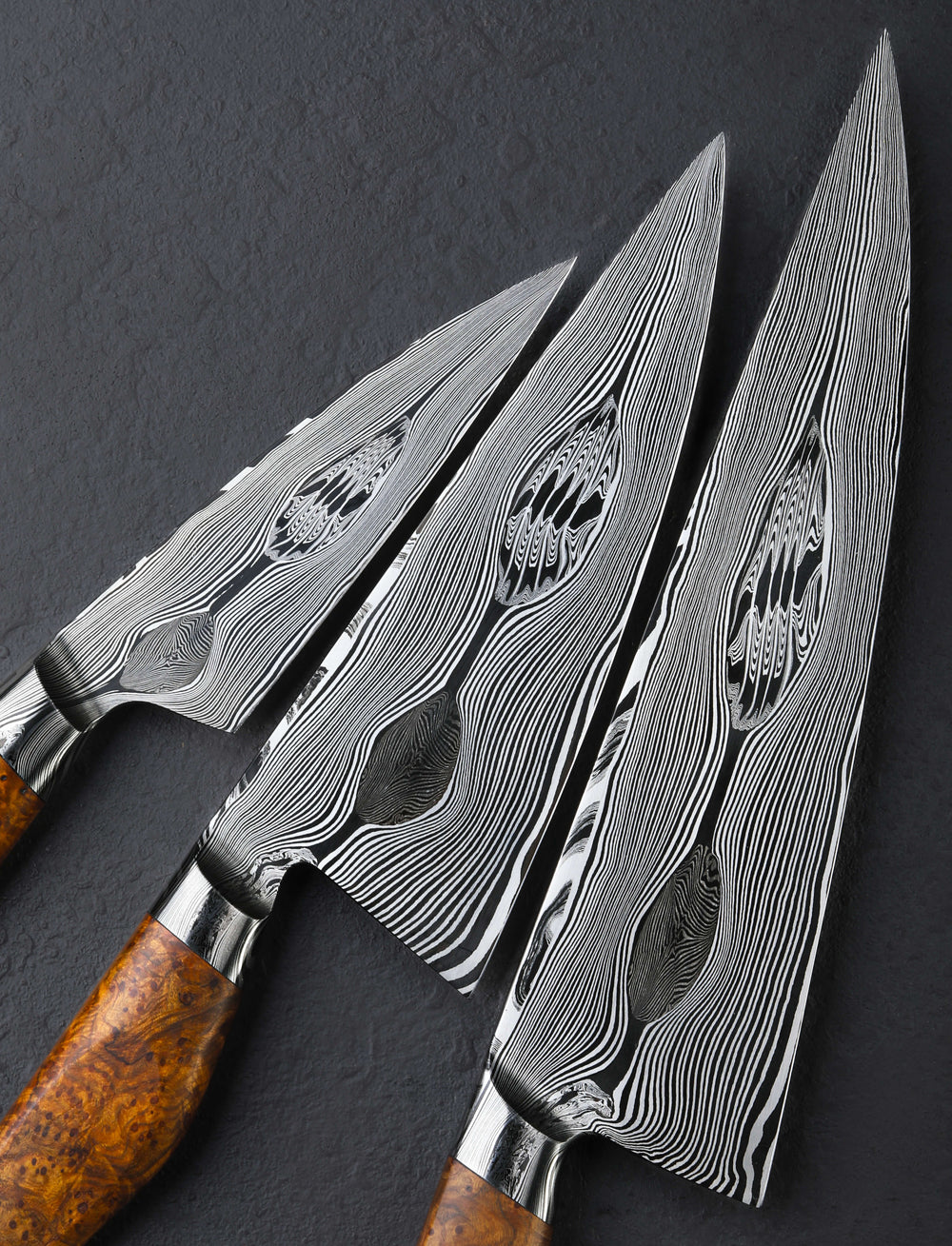 Joshua Prince - Rhode Island Santoku & Bunka Chittum Burl Chef's Set