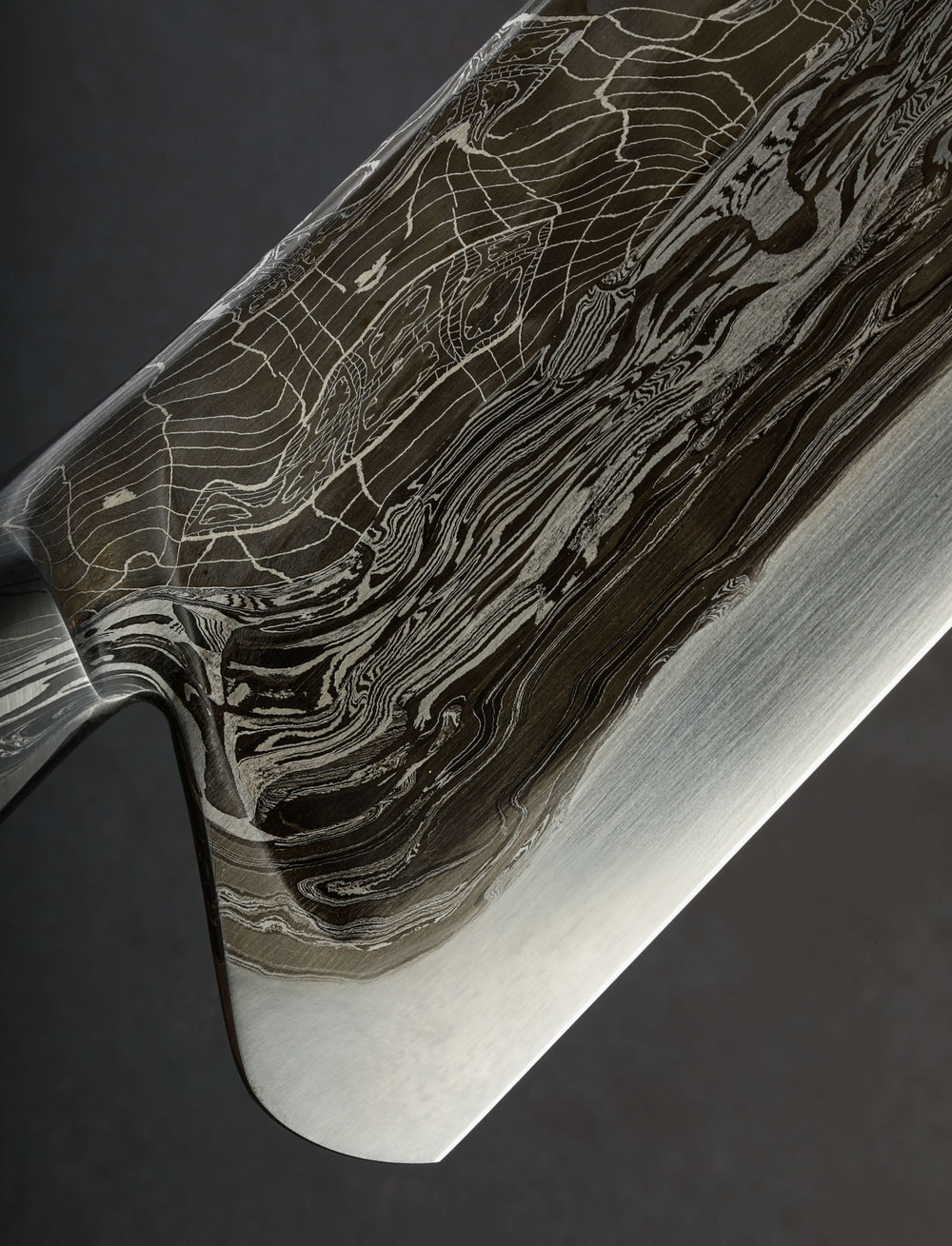Joshua Prince - Rhode Island Santoku & Bunka Purpleheart Webbed Bunka 197mm