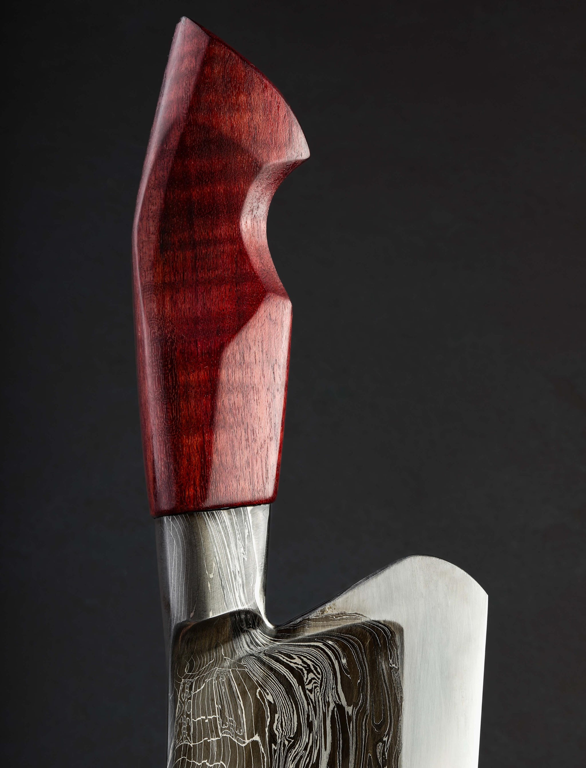 Joshua Prince - Rhode Island Santoku & Bunka Purpleheart Webbed Bunka 197mm